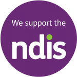 Official NDIS sticker which states 'We support the NDIS'